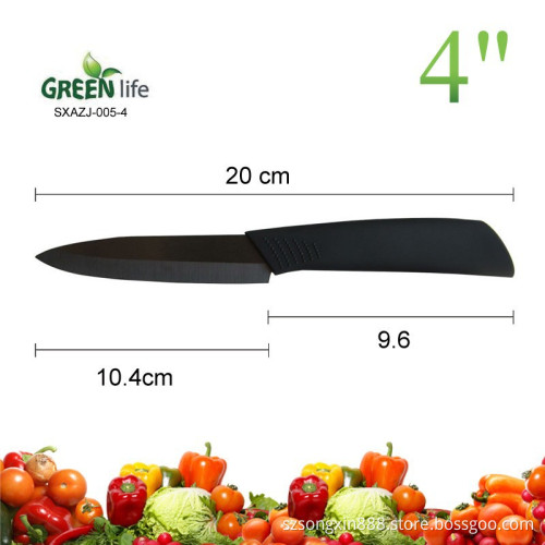 1-Piece 4 inch ceramic utility knife with soft handle,black blade&handle for Kitchen